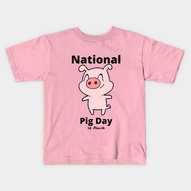 National Pig Day Kids T-Shirt by MisaMarket